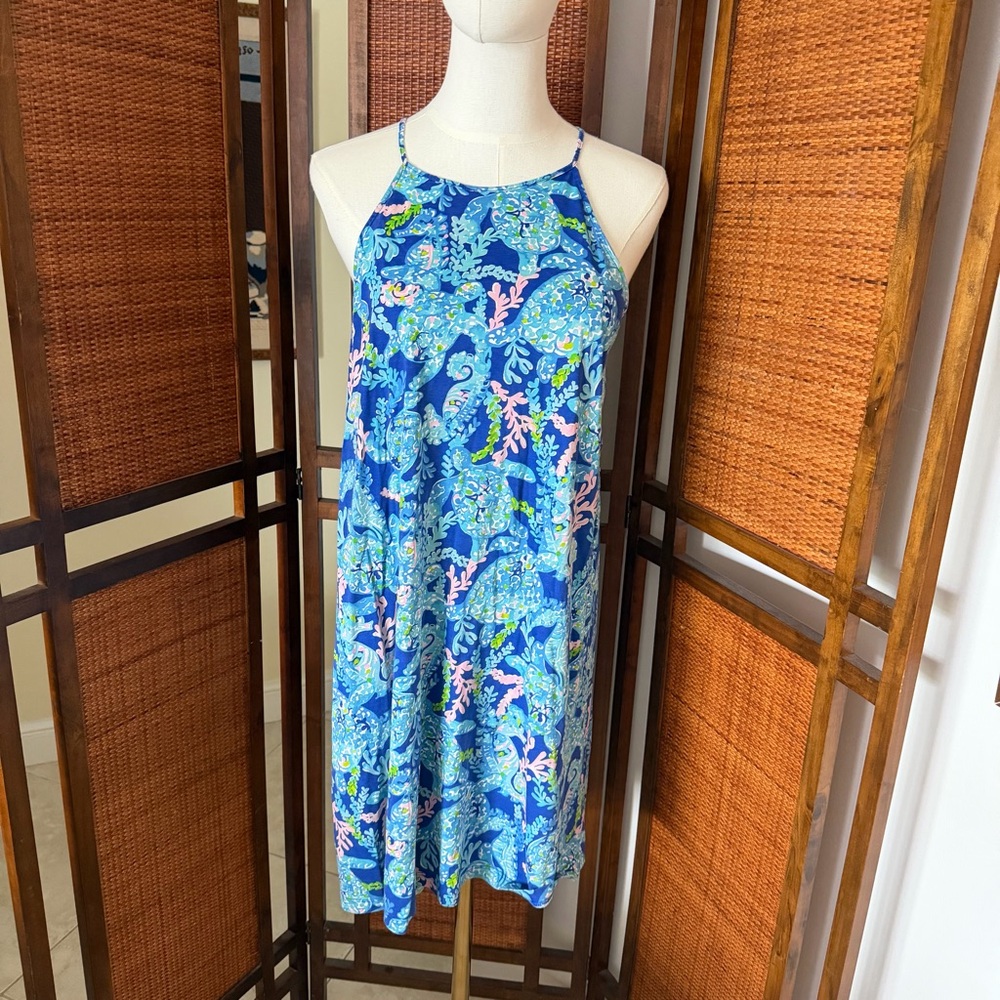 Lilly Pulitzer Margot Dress Corsica Blue Turtle Villa medium